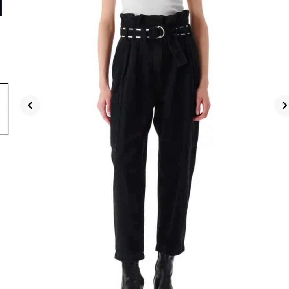NWOT IRO Paris Black Belted Tapered Mid-Rise Malti Jeans Sz 0/XS